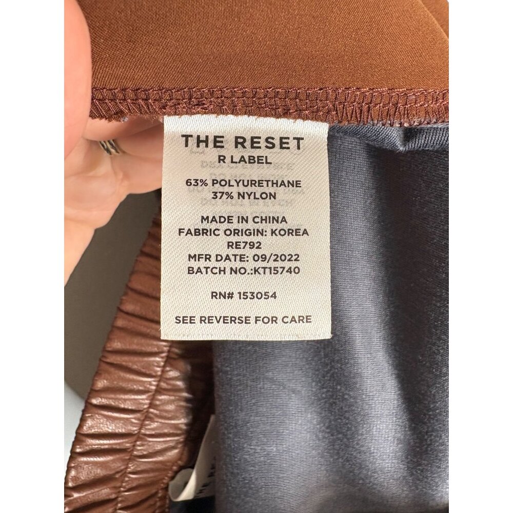 The Reset R Label High-Rise Vegan Leather Pant in Chestnut-sz Medium - Picture 11 of 11